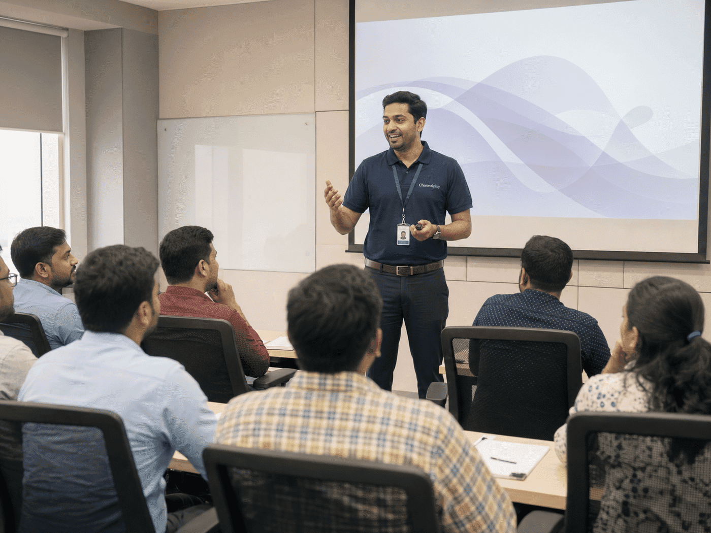 Instructor-led classroom training session for sales and retail teams