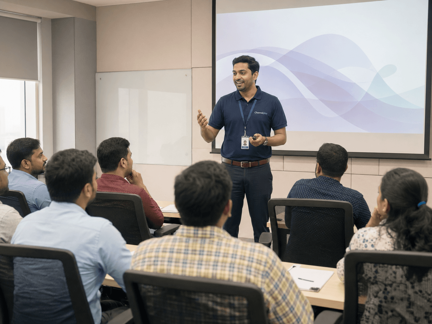 Instructor-led classroom training session for sales and retail teams