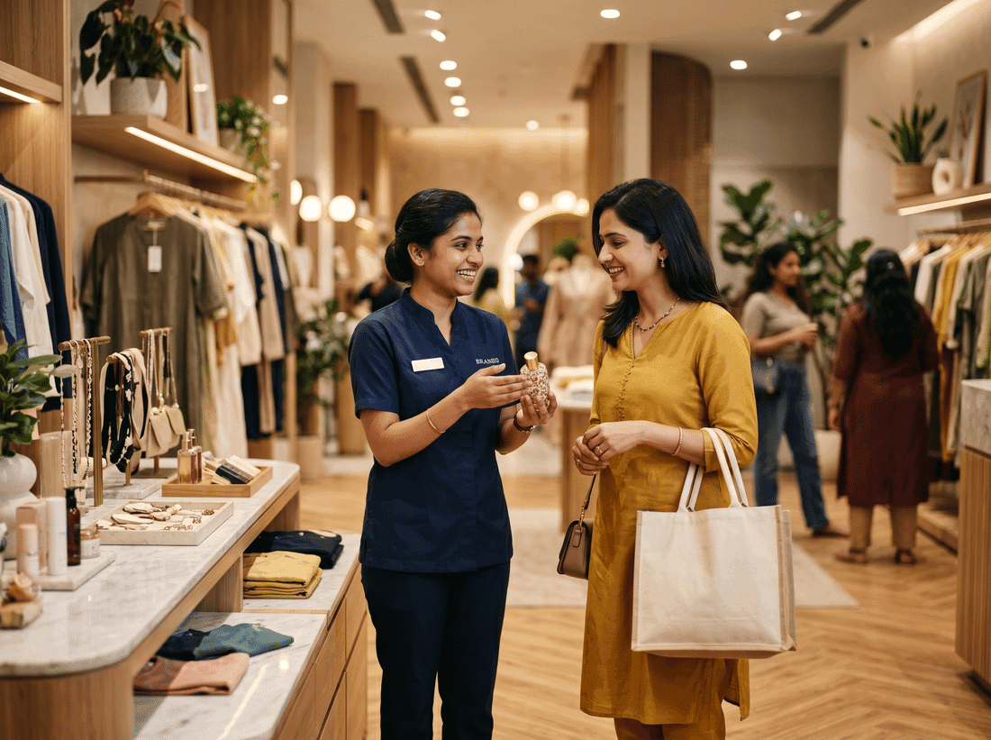 Shopper and store associate engaging in a consumer loyalty program journey