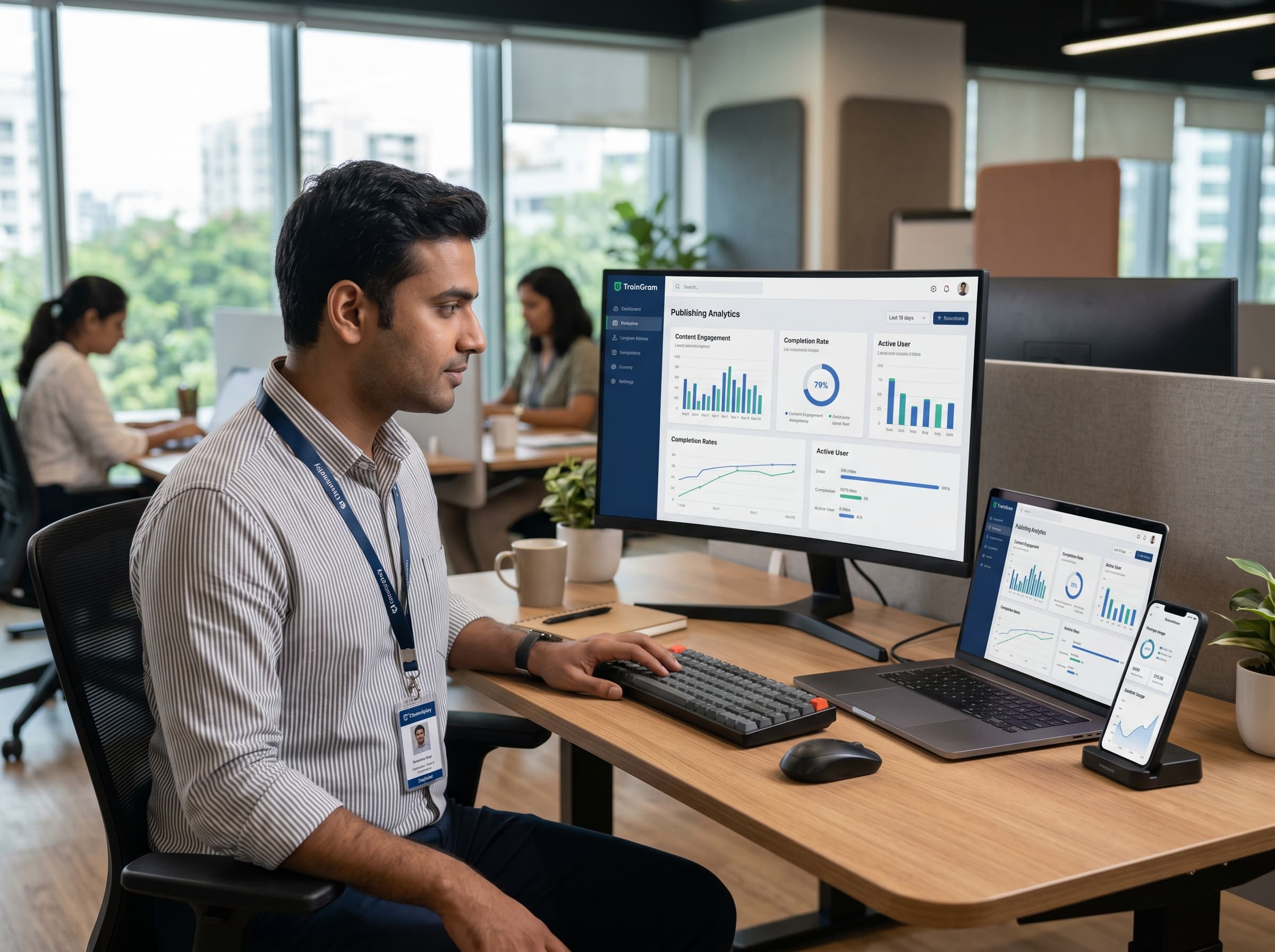 Training manager publishing and tracking microlearning content