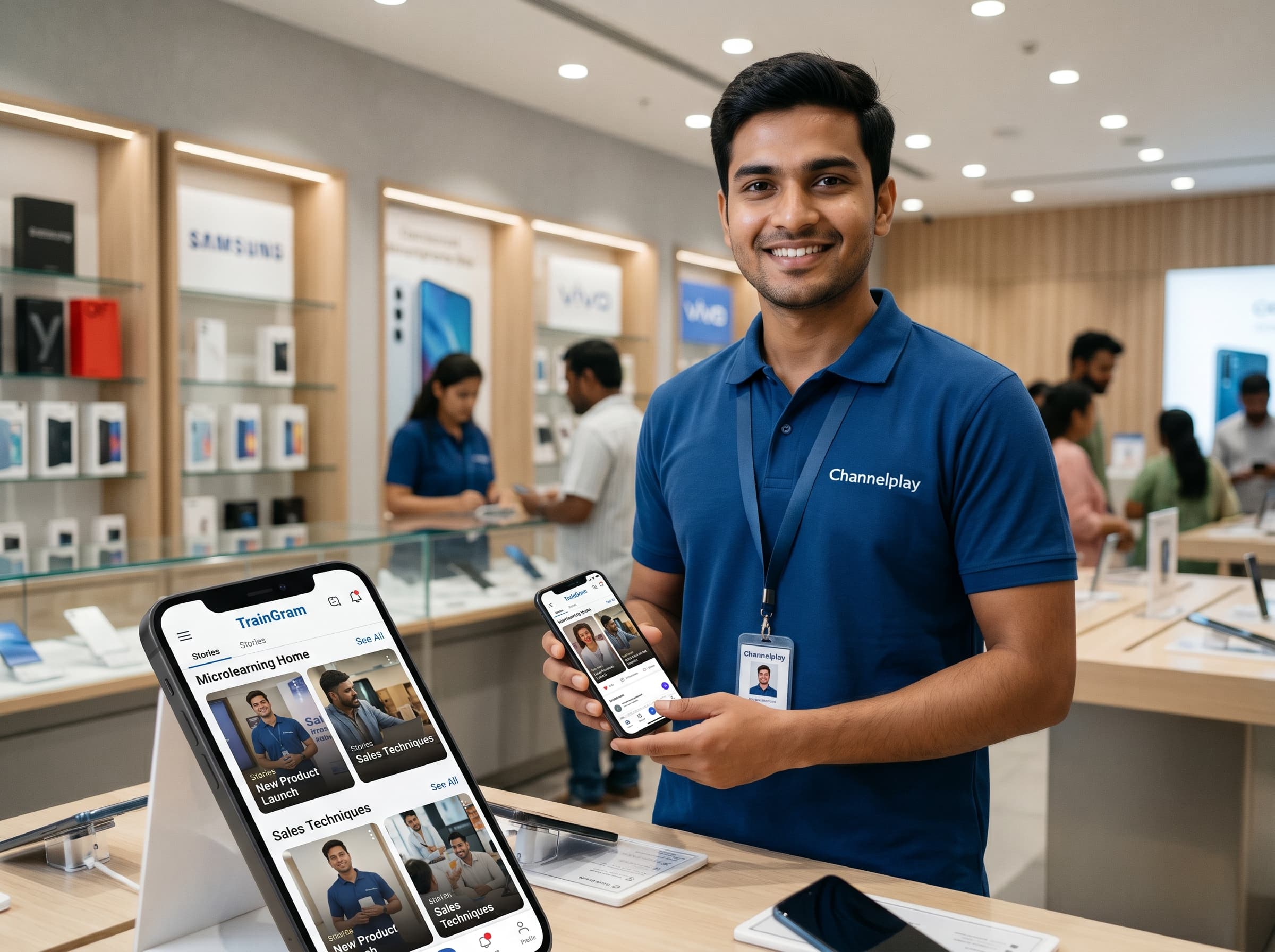 TrainGram microlearning app visual for field sales teams