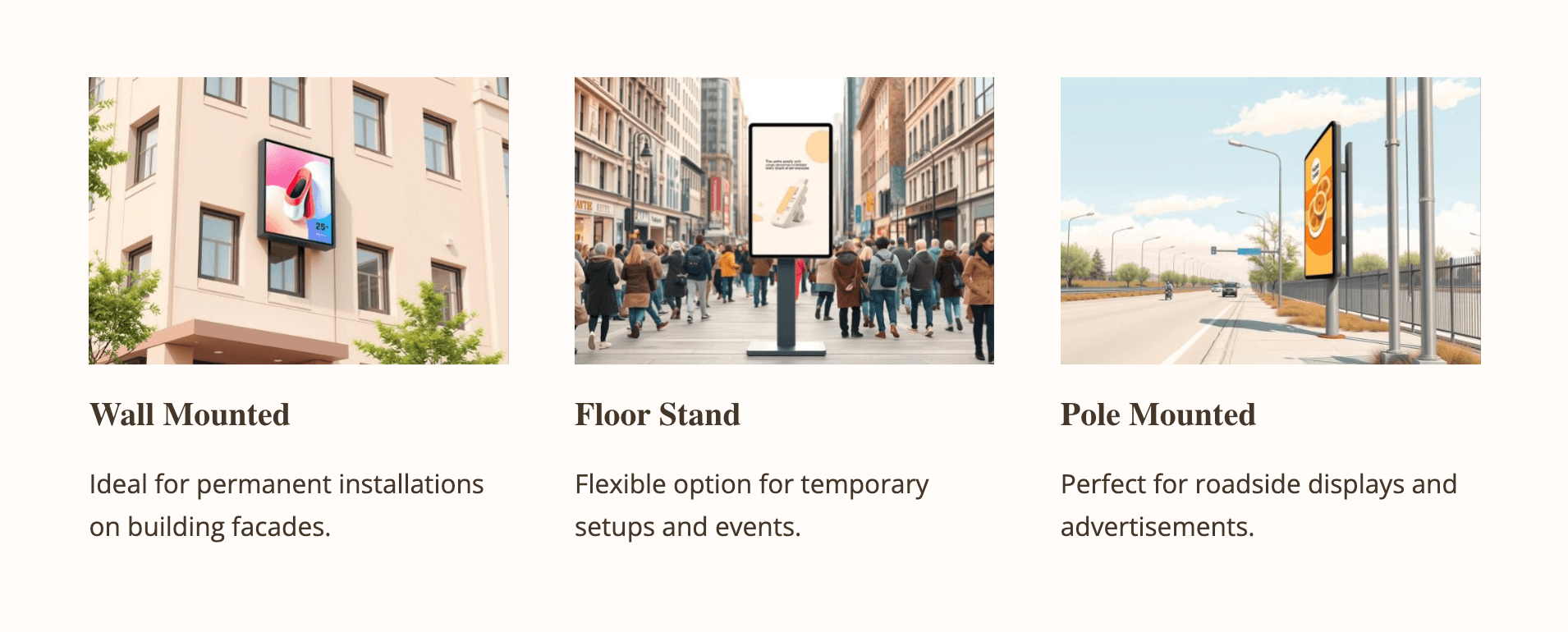 Types of digital signages